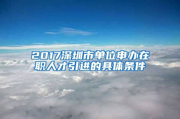 2017深圳市单位申办在职人才引进的具体条件