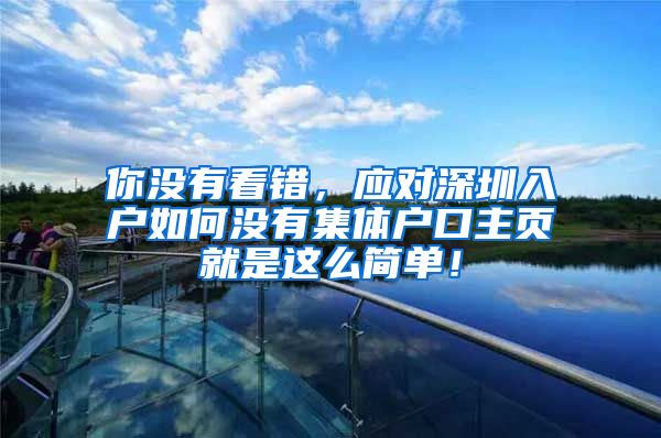 你没有看错，应对深圳入户如何没有集体户口主页就是这么简单！