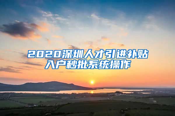 2020深圳人才引进补贴入户秒批系统操作