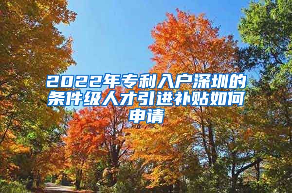 2022年专利入户深圳的条件级人才引进补贴如何申请