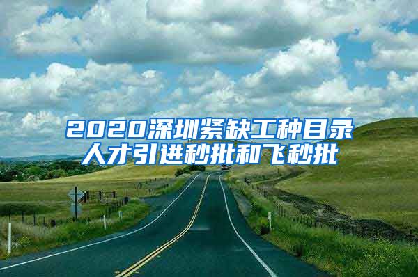 2020深圳紧缺工种目录人才引进秒批和飞秒批