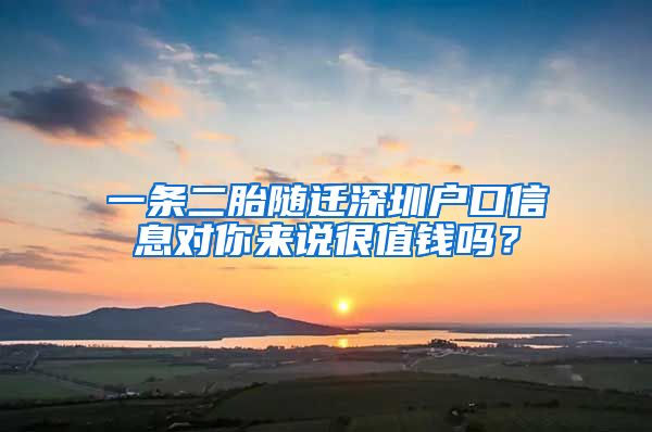 一条二胎随迁深圳户口信息对你来说很值钱吗？