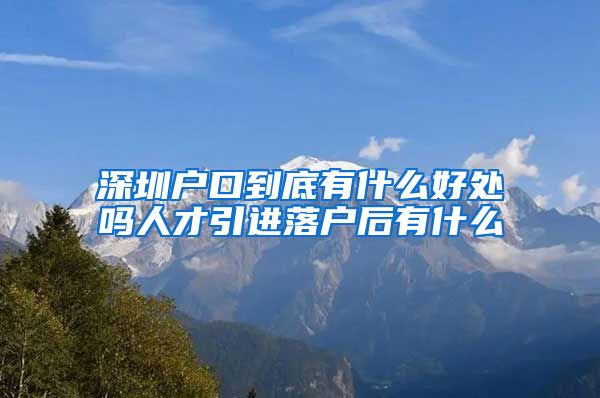 深圳户口到底有什么好处吗人才引进落户后有什么