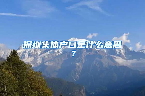 深圳集体户口是什么意思？