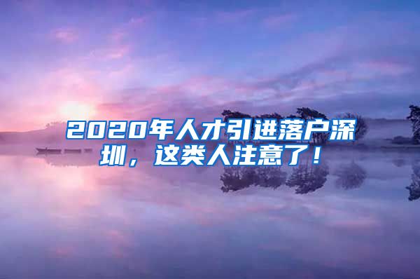 2020年人才引进落户深圳，这类人注意了！