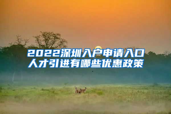 2022深圳入户申请入口人才引进有哪些优惠政策