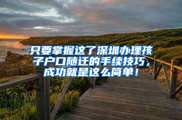 只要掌握这了深圳办理孩子户口随迁的手续技巧，成功就是这么简单！