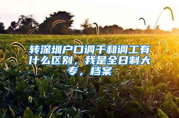 转深圳户口调干和调工有什么区别，我是全日制大专，档案