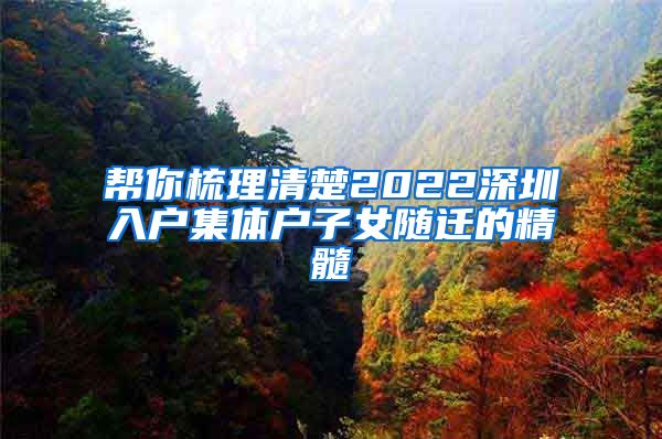 帮你梳理清楚2022深圳入户集体户子女随迁的精髓