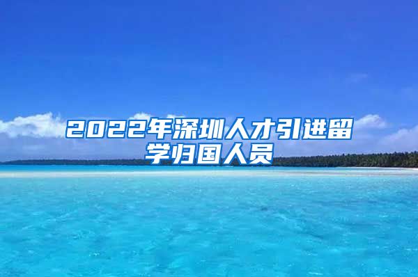 2022年深圳人才引进留学归国人员