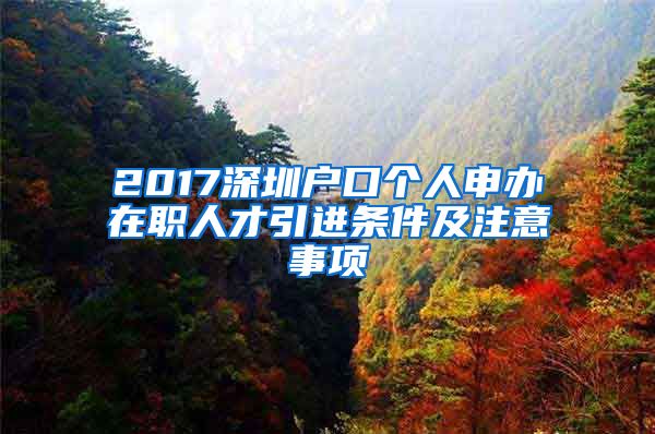 2017深圳户口个人申办在职人才引进条件及注意事项