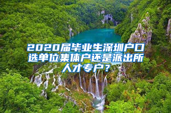 2020届毕业生深圳户口选单位集体户还是派出所人才专户？