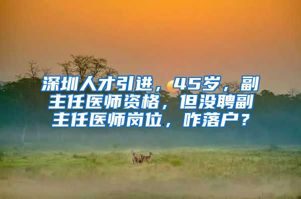 深圳人才引进，45岁，副主任医师资格，但没聘副主任医师岗位，咋落户？