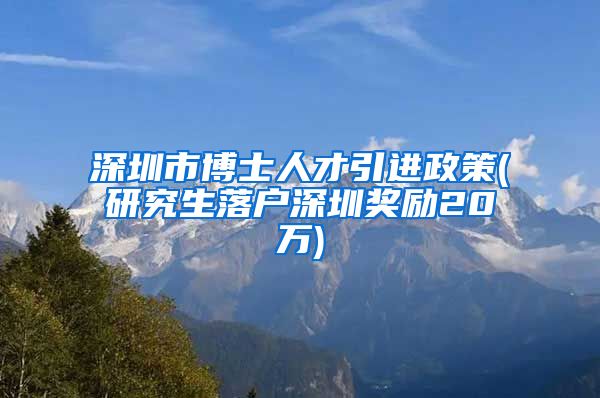 深圳市博士人才引进政策(研究生落户深圳奖励20万)