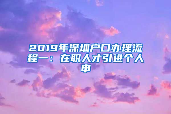 2019年深圳户口办理流程一：在职人才引进个人申