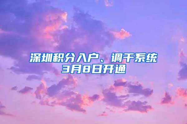 深圳积分入户、调干系统3月8日开通