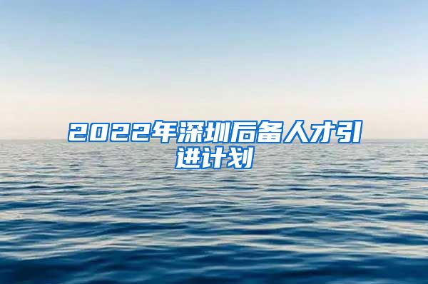 2022年深圳后备人才引进计划