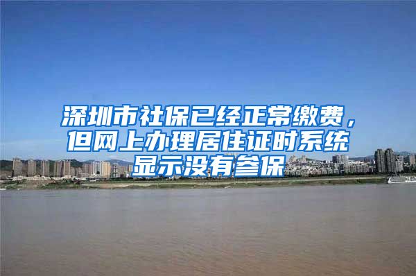 深圳市社保已经正常缴费，但网上办理居住证时系统显示没有参保