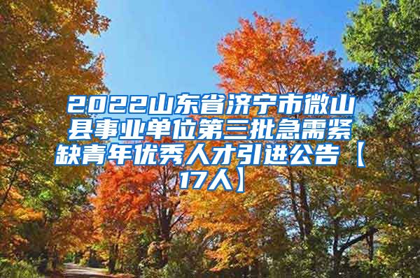 2022山东省济宁市微山县事业单位第三批急需紧缺青年优秀人才引进公告【17人】