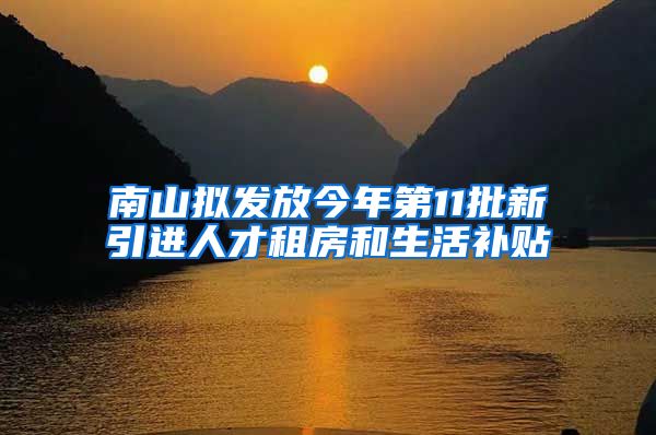 南山拟发放今年第11批新引进人才租房和生活补贴