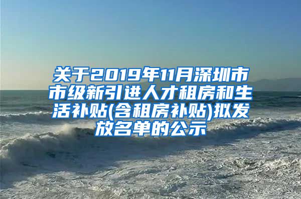 关于2019年11月深圳市市级新引进人才租房和生活补贴(含租房补贴)拟发放名单的公示