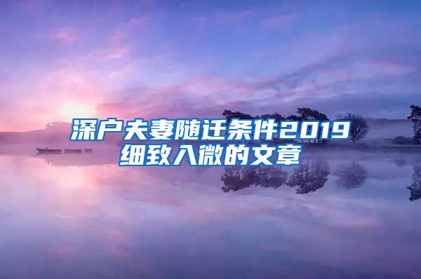 深户夫妻随迁条件2019细致入微的文章