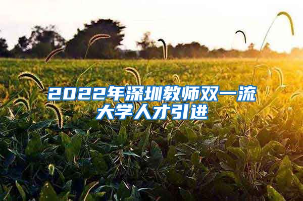 2022年深圳教师双一流大学人才引进