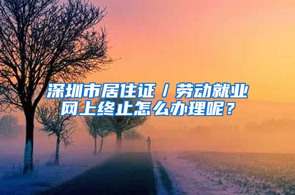 深圳市居住证／劳动就业网上终止怎么办理呢？