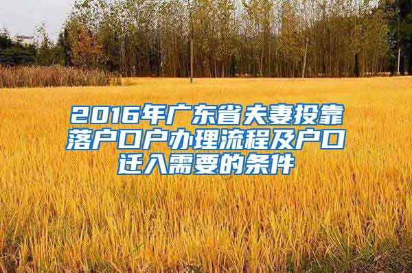 2016年广东省夫妻投靠落户口户办理流程及户口迁入需要的条件