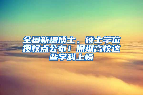 全国新增博士、硕士学位授权点公布！深圳高校这些学科上榜