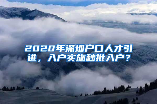 2020年深圳户口人才引进，入户实施秒批入户？