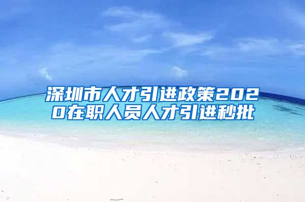 深圳市人才引进政策2020在职人员人才引进秒批