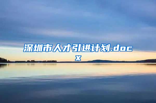 深圳市人才引进计划.docx