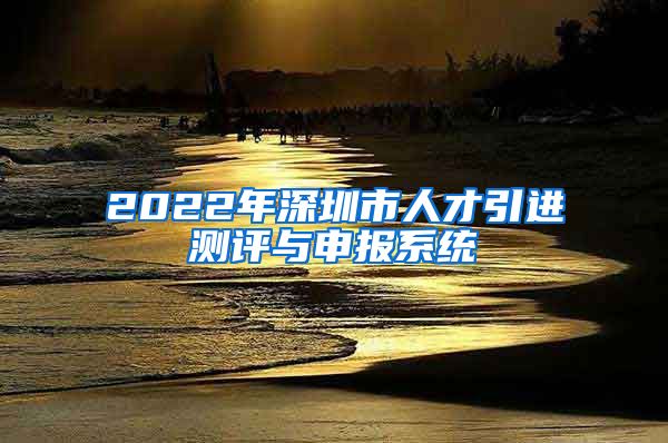 2022年深圳市人才引进测评与申报系统