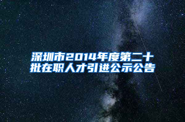 深圳市2014年度第二十批在职人才引进公示公告