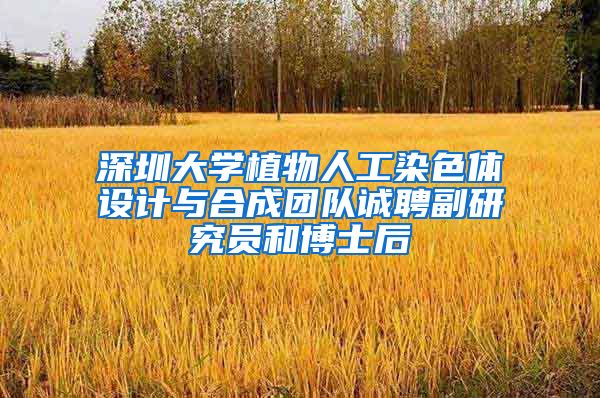 深圳大学植物人工染色体设计与合成团队诚聘副研究员和博士后