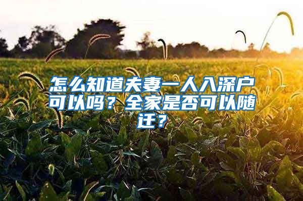 怎么知道夫妻一人入深户可以吗？全家是否可以随迁？