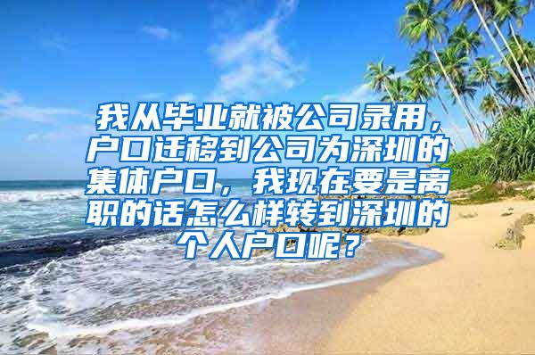 我从毕业就被公司录用，户口迁移到公司为深圳的集体户口，我现在要是离职的话怎么样转到深圳的个人户口呢？