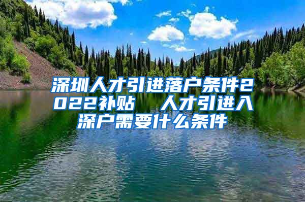 深圳人才引进落户条件2022补贴  人才引进入深户需要什么条件