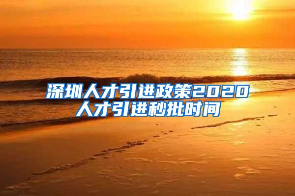 深圳人才引进政策2020人才引进秒批时间