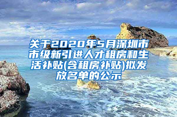 关于2020年5月深圳市市级新引进人才租房和生活补贴(含租房补贴)拟发放名单的公示