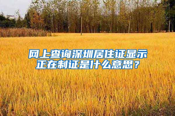 网上查询深圳居住证显示正在制证是什么意思？