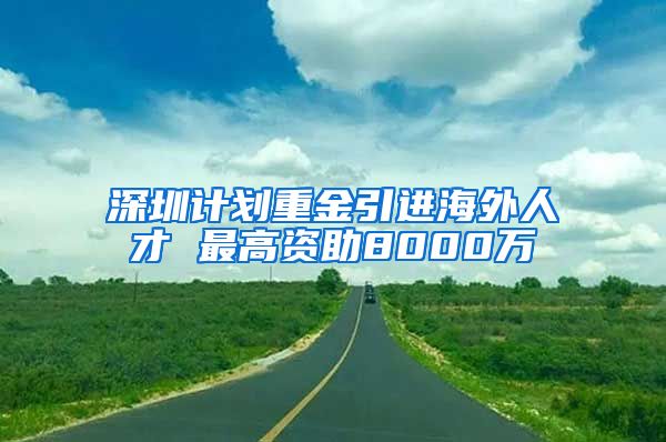 深圳计划重金引进海外人才 最高资助8000万