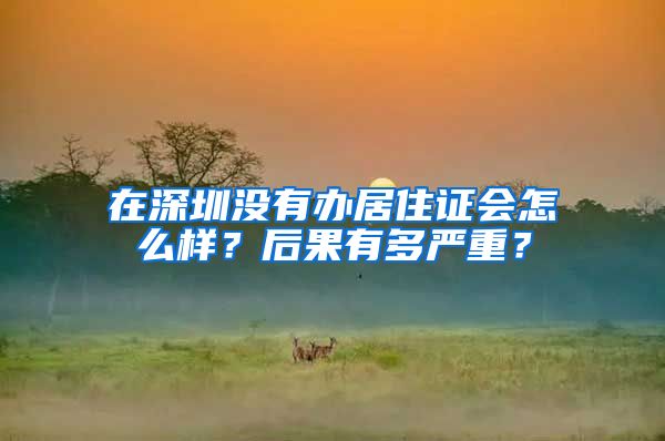 在深圳没有办居住证会怎么样？后果有多严重？