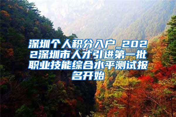 深圳个人积分入户_2022深圳市人才引进第一批职业技能综合水平测试报名开始