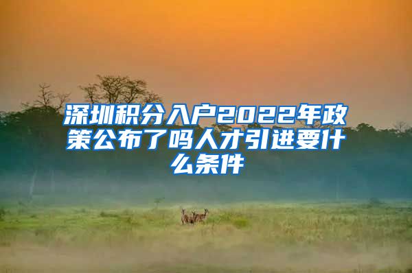 深圳积分入户2022年政策公布了吗人才引进要什么条件