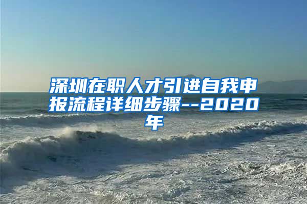 深圳在职人才引进自我申报流程详细步骤--2020年