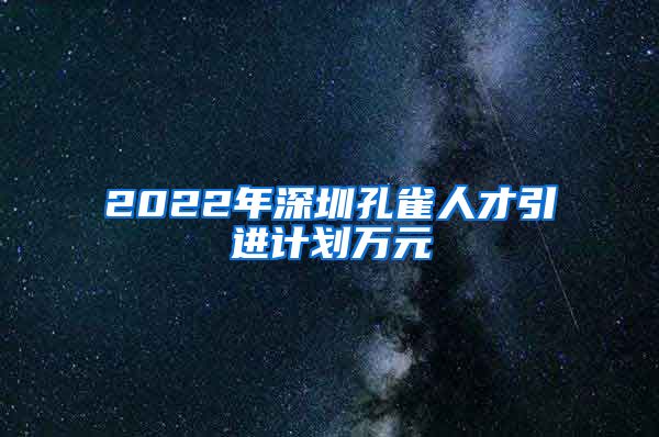 2022年深圳孔雀人才引进计划万元