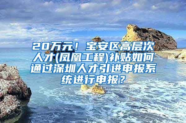 20万元！宝安区高层次人才(凤凰工程)补贴如何通过深圳人才引进申报系统进行申报？