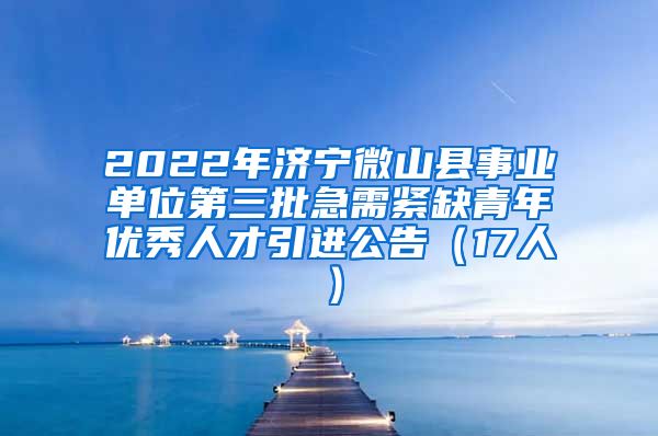 2022年济宁微山县事业单位第三批急需紧缺青年优秀人才引进公告（17人）